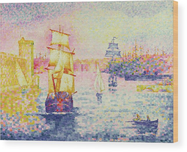 The Port Of Marseilles Wood Print featuring the painting The Port of Marseilles by Henri-Edmond Cross