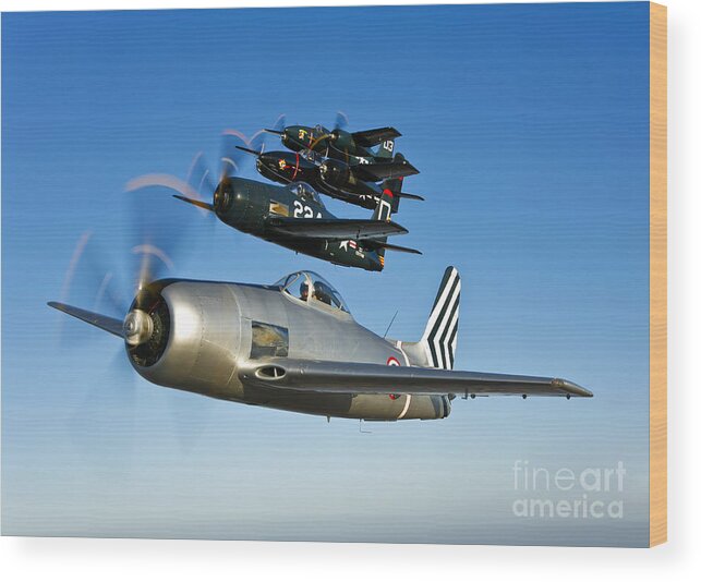 Transportation Wood Print featuring the photograph Two Grumman F8f Bearcats And Two F7f by Scott Germain