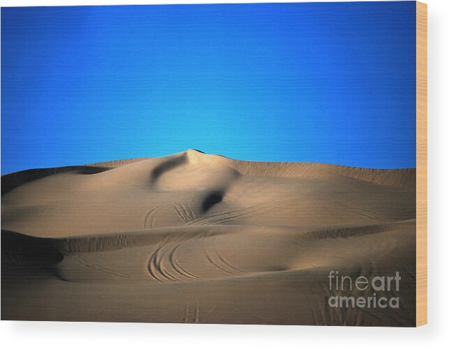 Algodones Wood Print featuring the photograph Yuma Dunes Number One Bright Blue and Tan by Heather Kirk