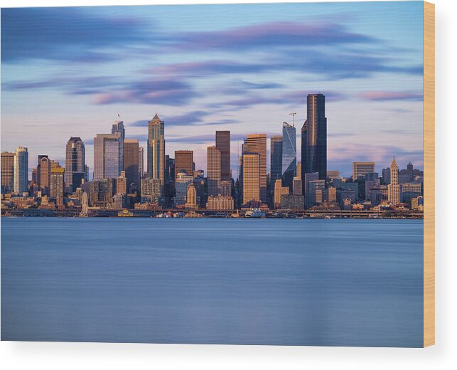 Sunset Wood Print featuring the photograph Almost Sunset in Seattle #1 by Ken Stanback