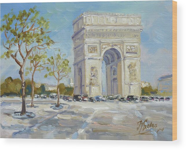 Paris Wood Print featuring the painting Arc de Triomphe, Paris #2 by Irek Szelag