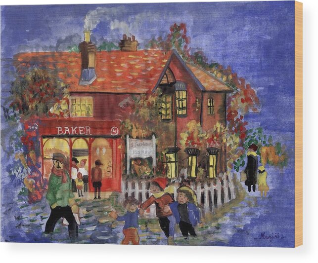 Christmas Wood Print featuring the painting Bakers Inn by Manjiri Kanvinde