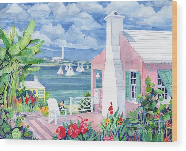 Bay Wood Print featuring the painting Bermuda Cove by Paul Brent