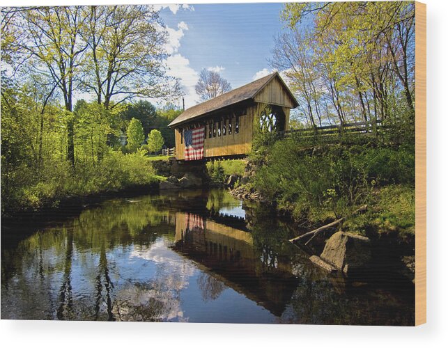 new England Covered Bridges Wood Print featuring the photograph Cilleyville Bridge #1 by Paul Mangold