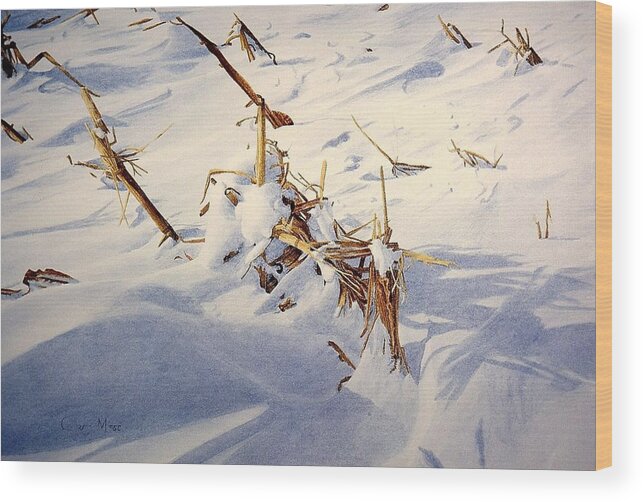 Winter Wood Print featuring the painting Cornfield under Snowdrifts by Conrad Mieschke