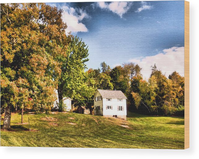 Countryside House Wood Print featuring the painting Countryside house #1 by Jeelan Clark