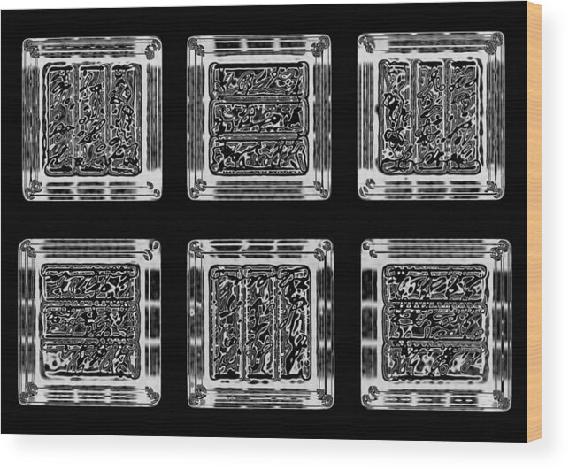 Abstract Ice Cubes In Black And White Wood Print featuring the digital art Cubes #1 by Steve Godleski