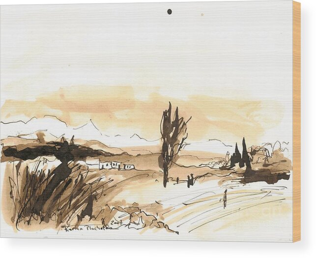Greece Wood Print featuring the painting Delta river in Georgioupolis #1 by Karina Plachetka