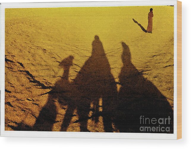 Egypt Wood Print featuring the photograph Desert Trek #1 by Elizabeth Hoskinson