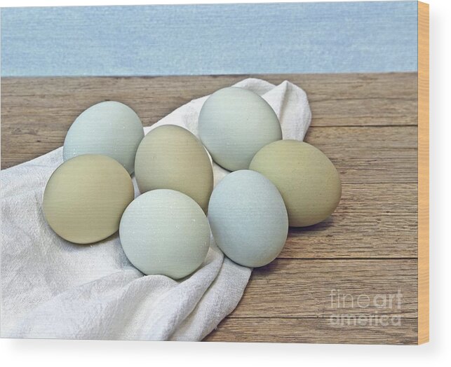 Eggs Wood Print featuring the photograph Exotic Colored Chicken Eggs #1 by Pattie Calfy