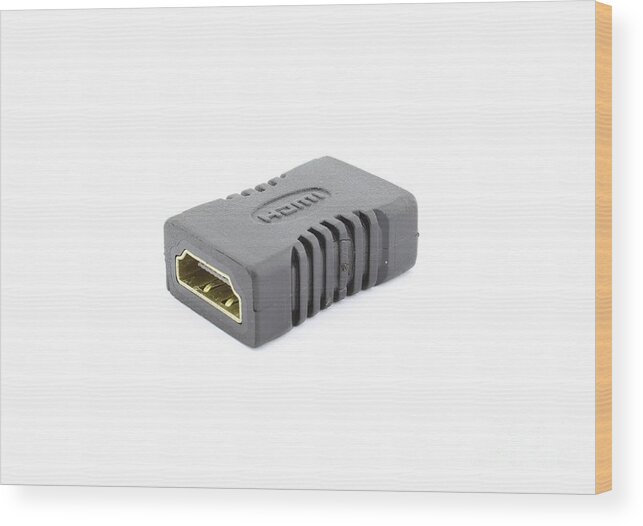 Pin Wood Print featuring the photograph HDMI female to female adapter #1 by Mihancea Petru