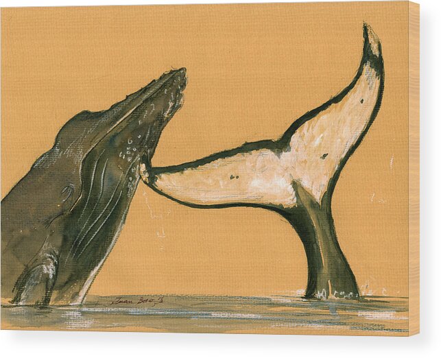 Humpback Whale Art Wood Print featuring the painting Humpback whale painting #1 by Juan Bosco