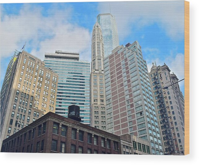 Chicago Wood Print featuring the photograph Looking Up at Chicago #2 by Frozen in Time Fine Art Photography