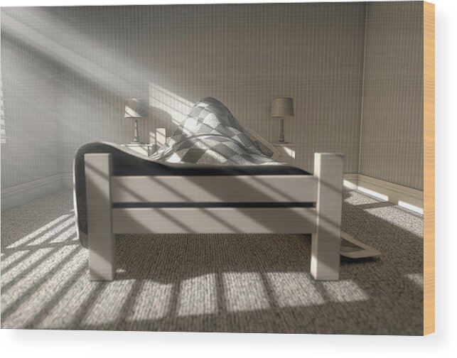 Bed Wood Print featuring the digital art Morning Sleep In #1 by Allan Swart