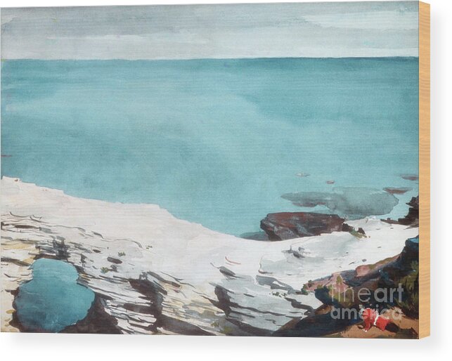 Winslow Homer Wood Print featuring the drawing Natural Bridge. Bermuda #2 by Winslow Homer