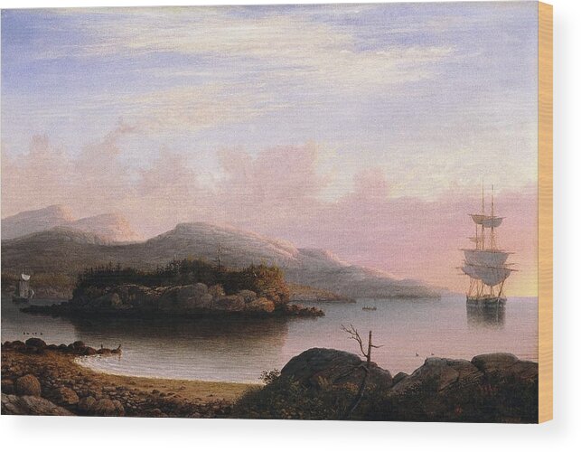 Fitz Henry Lane (american Wood Print featuring the painting Off Mount Desert Island #1 by Fitz Henry