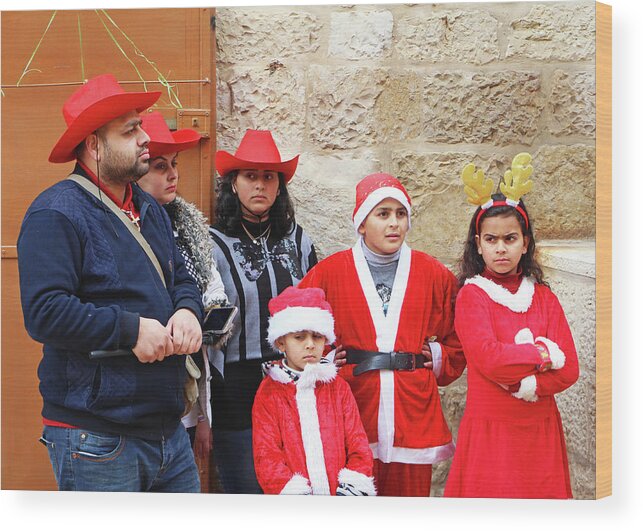 Bethlehem Wood Print featuring the photograph Red Hats #1 by Munir Alawi