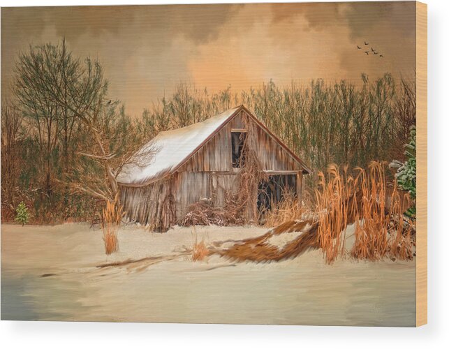 Rural Ohio Wood Print featuring the photograph Sunset Barn #1 by Mary Timman