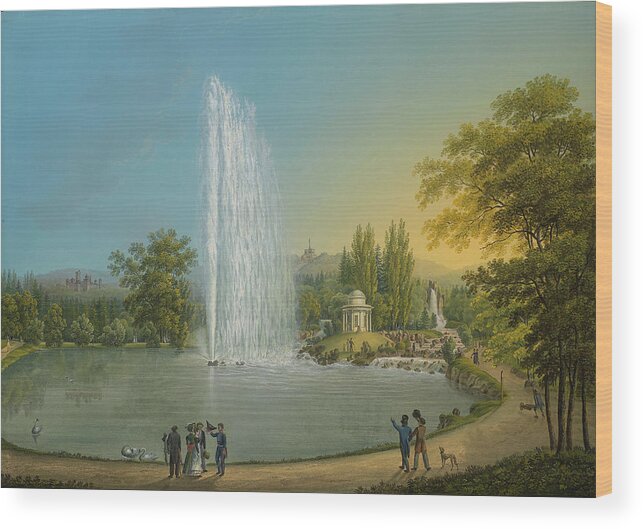 Johann Heinrich Bleuler (1758-1823) The Great Fountain Wood Print featuring the painting The Great Fountain #1 by Johann Heinrich