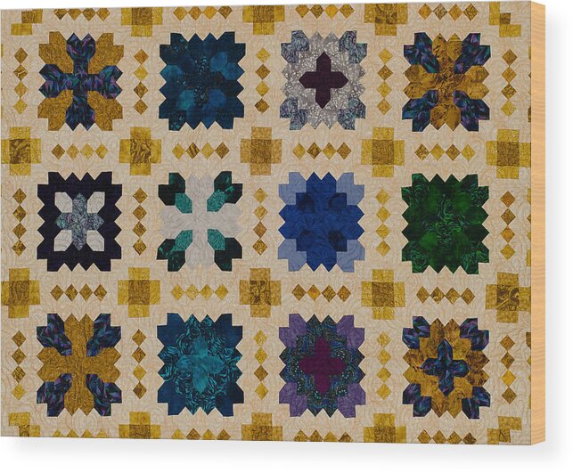 Quilt Wood Print featuring the photograph The Patchwork of the Crosses by Tom Potter