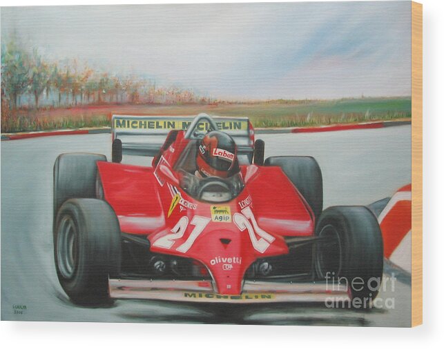 Race Wood Print featuring the painting The Racing Car by Sukalya Chearanantana