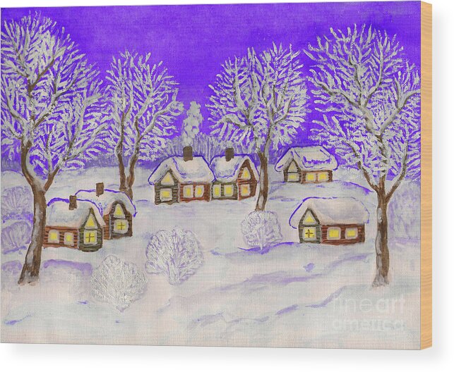 Art Wood Print featuring the painting Winter landscape, painting #12 by Irina Afonskaya
