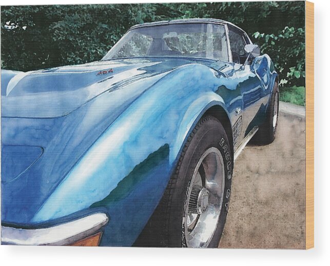 1972 Wood Print featuring the painting 1972 Corvette by Rod Seel