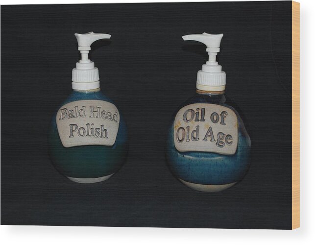 Bathroom Wood Print featuring the photograph 2 Bottles by Rob Hans