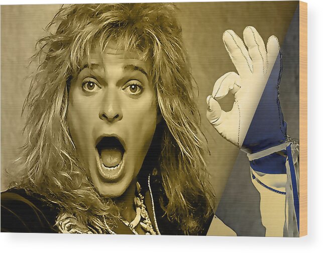 David Lee Roth Wood Print featuring the mixed media David Lee Roth Collection #2 by Marvin Blaine