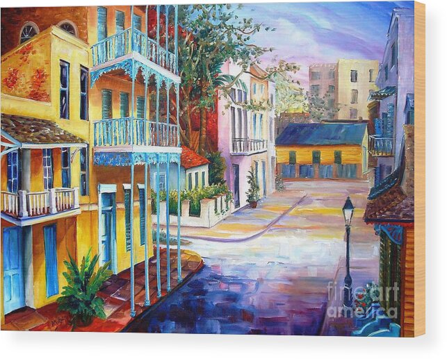 New Orleans Wood Print featuring the painting French Quarter Sunrise #2 by Diane Millsap