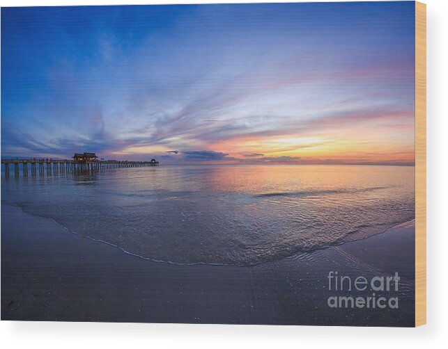 Beach Wood Print featuring the photograph Sunset Naples Beach Florida #2 by Hans- Juergen Leschmann