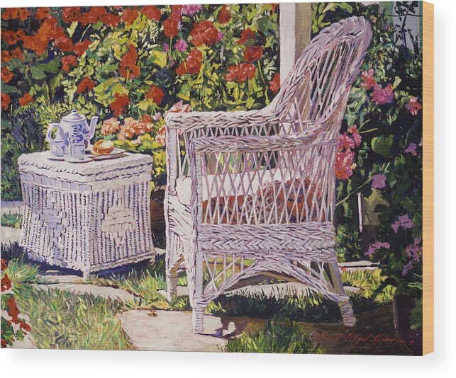 Garden Wood Print featuring the painting Tea Time #2 by David Lloyd Glover
