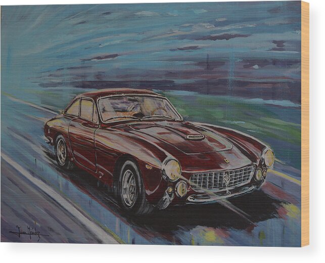 Ferrari Wood Print featuring the painting 250 Gt Lusso by Juan Mendez