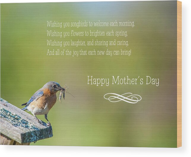 Bluebird Wood Print featuring the photograph Happy Mothers Day by Cathy Kovarik