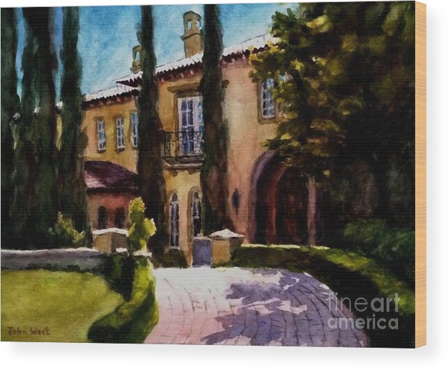 Landscape Wood Print featuring the painting Ruby Hill Home by John West