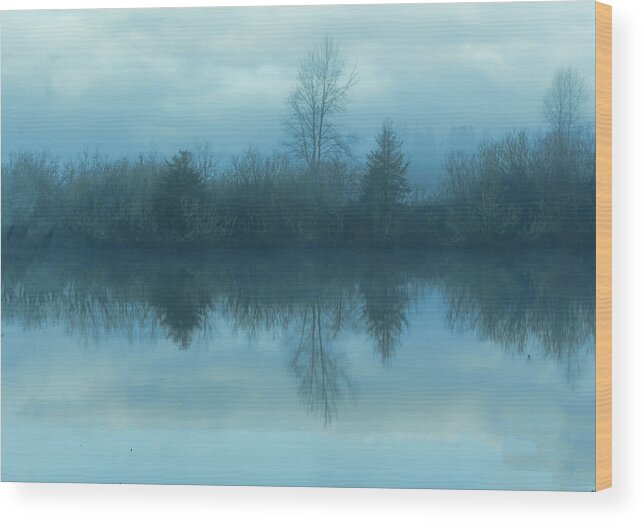 Reflections Lake Wood Print featuring the photograph Reflections blue lake by Cathy Anderson