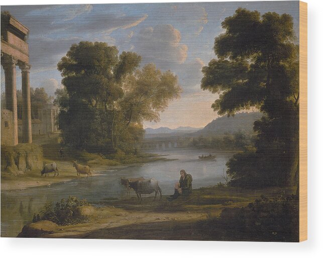 Claude Lorrain Wood Print featuring the painting The Ford #5 by Claude Lorrain