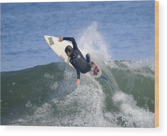 Surfer Wood Print featuring the photograph Surfer #5 by Marc Bittan
