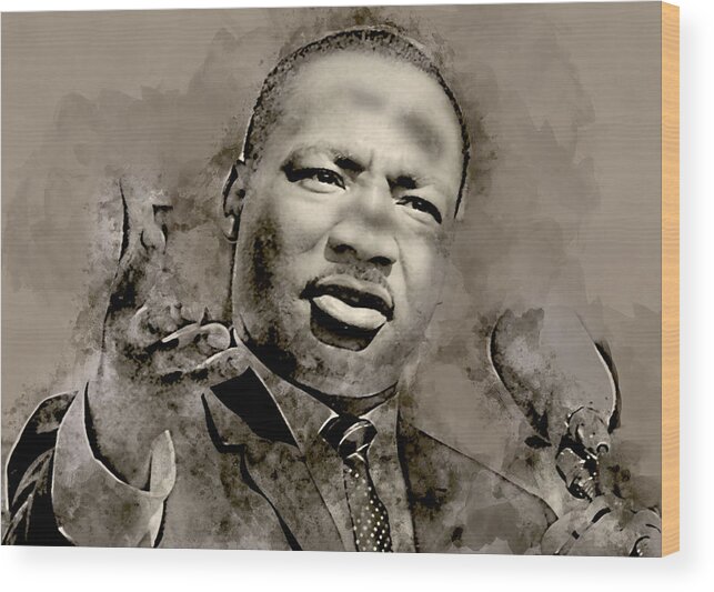Martin Luther King Jr Wood Print featuring the mixed media Martin Luther King #5 by Marvin Blaine