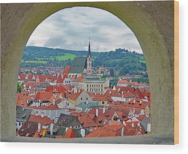 Cesky Krumlov Wood Print featuring the photograph A View Of Cesky Krumlov In The Czech Republic #7 by Rick Rosenshein