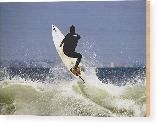 Surfer Wood Print featuring the photograph Surfer #7 by Marc Bittan