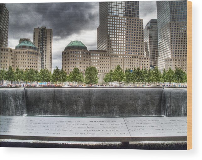  911 Wood Print featuring the photograph 911 Memorial HDR by Joe Palermo