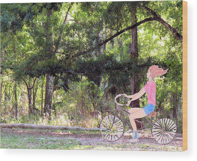 Drawing Wood Print featuring the mixed media A Ride through Nature by Rosalie Scanlon