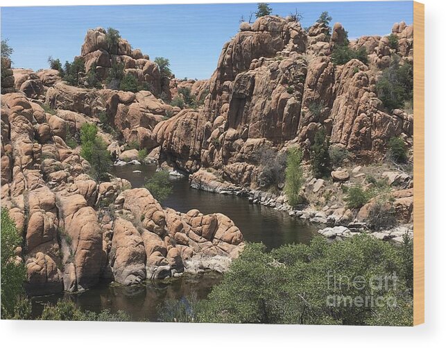 Rocks Wood Print featuring the photograph A River Runs Through It by Pamela Henry