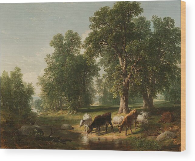 Asher Brown Durand Wood Print featuring the painting A Summer Afternoon by Asher Brown Durand