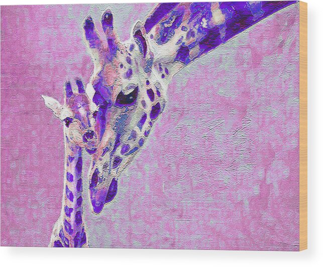  Jane Schnetlage Wood Print featuring the digital art Abstract Giraffes2 by Jane Schnetlage