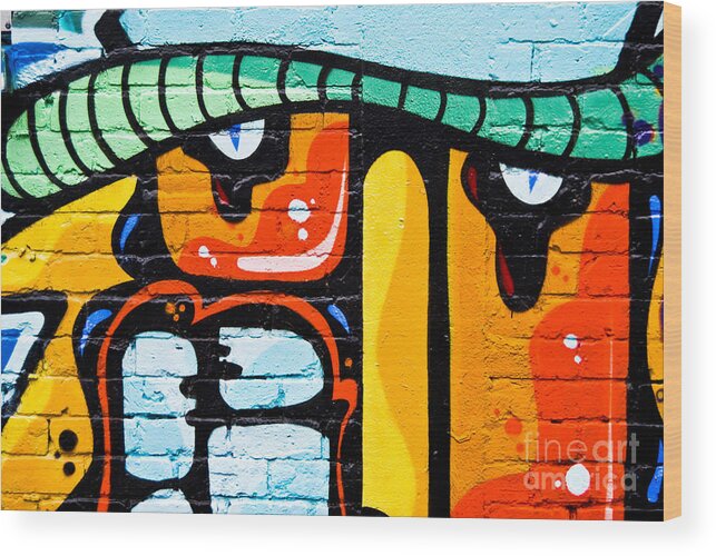 Abstract Wood Print featuring the painting Abstract Graffiti Face by Yurix Sardinelly