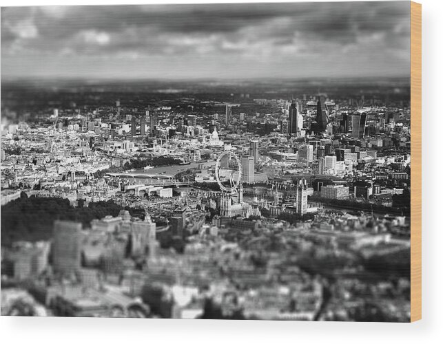 Aerial View Of London Wood Print featuring the photograph Aerial View Of London 6 by Mark Rogan