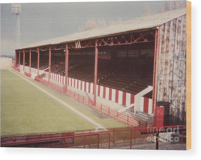 Afc Bournemouth Wood Print featuring the photograph AFC Bournemouth - Dean Court - SE Main Stand 1- late 1970s by Legendary Football Grounds