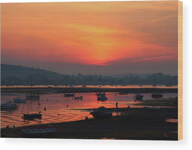 Afterglow Wood Print featuring the photograph Afterglow at the Estuary by Jeff Townsend